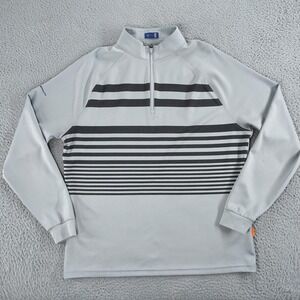 Stitch Golf Pullover Mens XL Gray Quarter Zip Performance Stripe Raglan Athletic